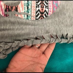 Grey Aztec skull tank with braided trim